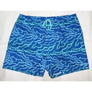 Huk Waves Volley Men's Lined Swim Blue Shorts Trunks Size XXL